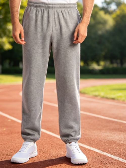 Fleece Elastic Bottom Sweatpants with Pockets, Relaxed Fit, Moisture Wicking, Breathable