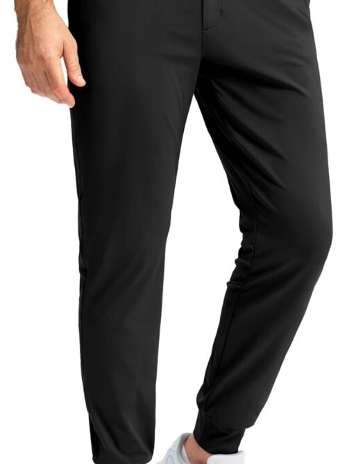 Stretch Golf Joggers with 3 Pockets, Slim Fit Sweatpants Work Casual Pants with Belt Loops