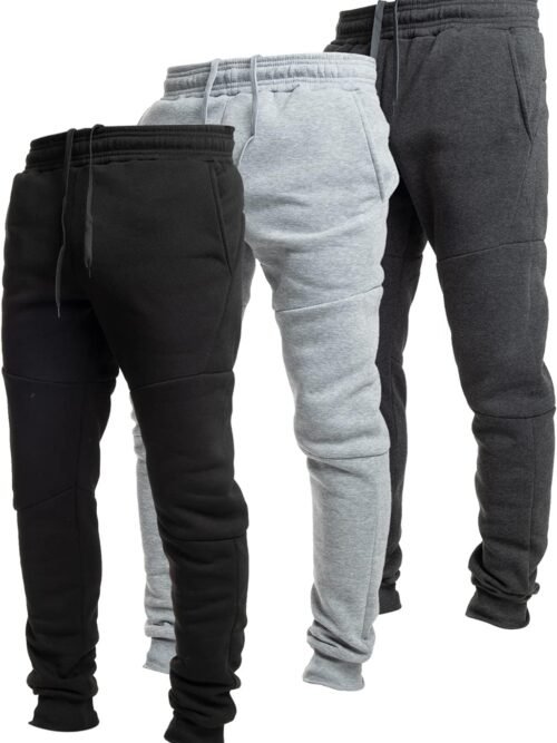3 Pack Fleece Active Tech Joggers with Zipper Pockets
