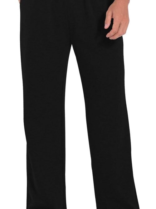 Open Bottom Straight Leg Casual Loose Fit Running Athletic Jersey Pants with Pockets