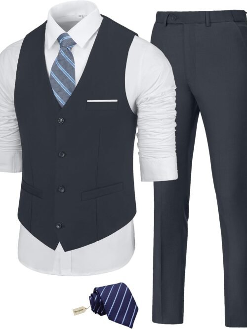 Single-Breasted Two-Piece Vest & Trouser Set (With Tie)
