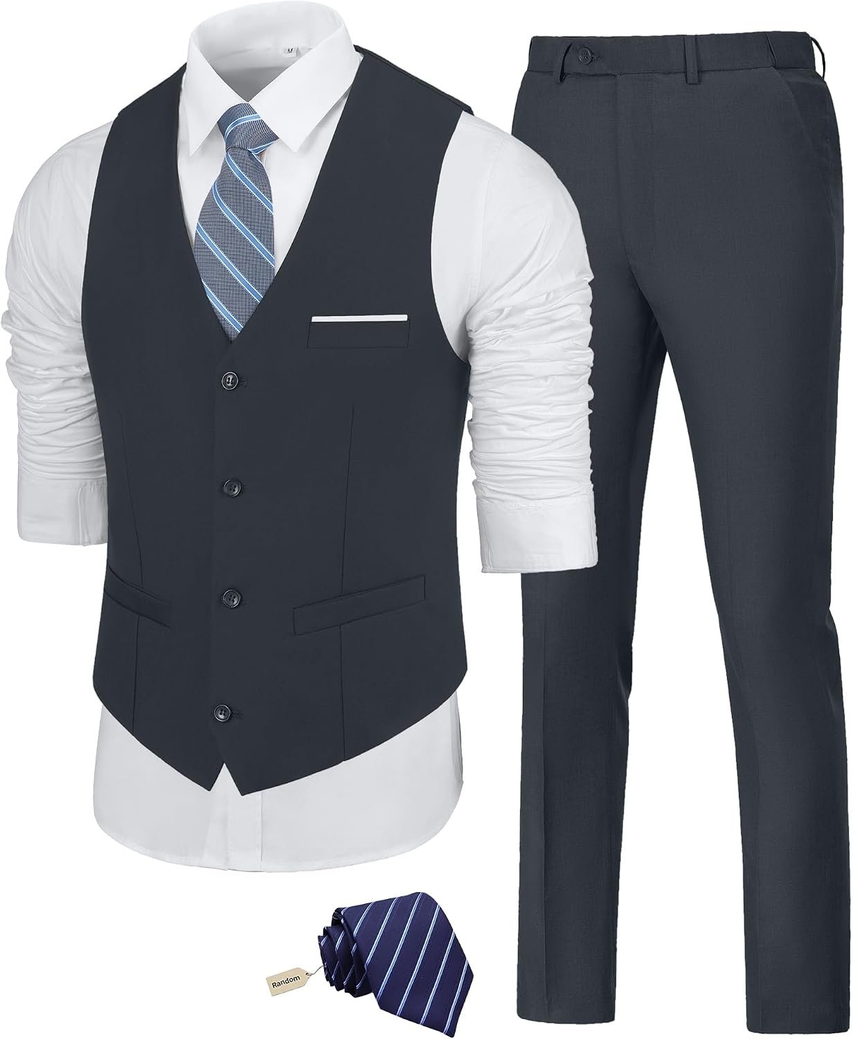 Single-Breasted Two-Piece Vest & Trouser Set (With Tie)